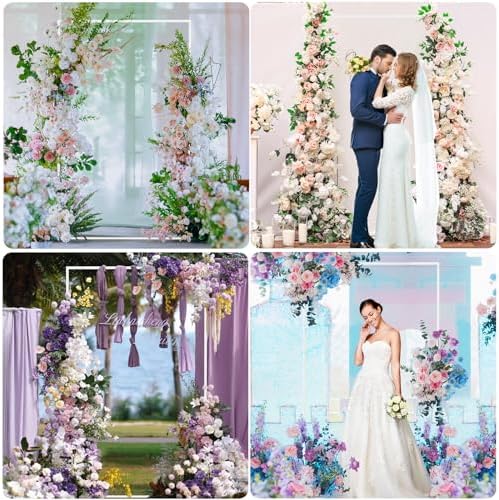 Asee'm 6.6FTx4FT White Wedding Arch Backdrop Stand Square Metal - Image 6