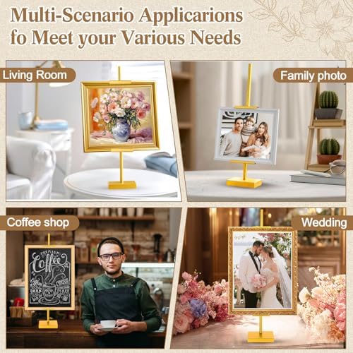 Wenqik 2 Pack Adjustable Tabletop Easel Stand Metal Picture Frame Stand Table Art Easels for Display Adjustable Picture Holder for Photo, Signs, Canvas(Gold,30 Inch) - Image 7