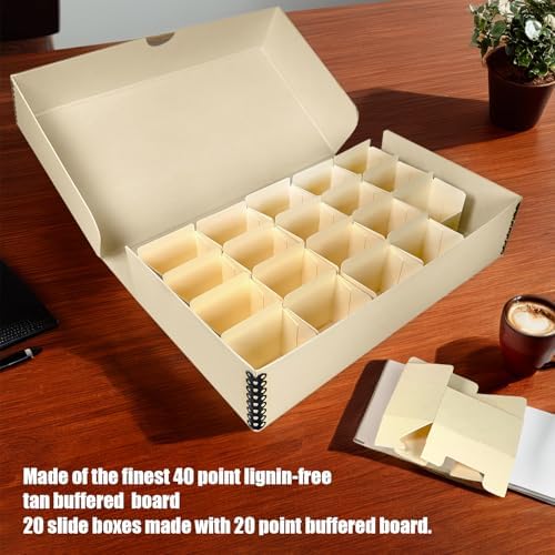 Lineco Archival Slide Storage Box, 11.68x6.37x2.25 Inch, Tan, Pack of 2 - Image 3