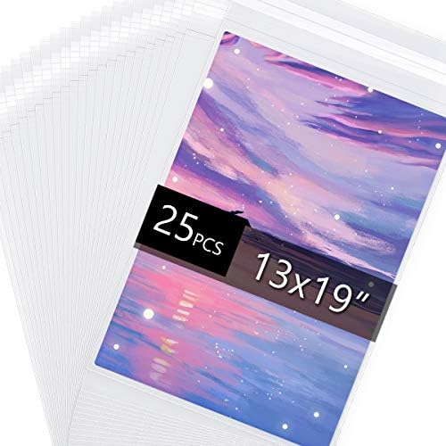 25 Pack Acid Free Crystal Sealed Clear Bags for 13x19 Art Prints, Photos by FallinginArt