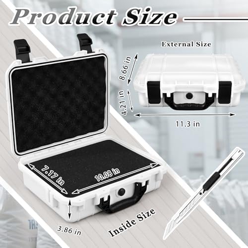 Relaxweex 11.3 x 8.7 x 4.2 Inch Hard Case, Grid Shell, White - Image 2