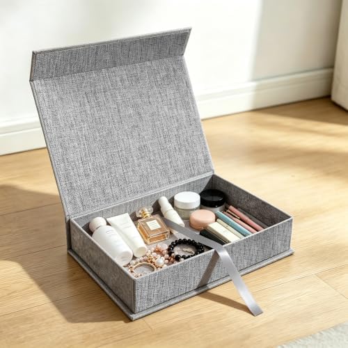 8x10 Photo Storage Box, Premium Linen Memory Box for Photos, Pictures, Certificates, Scrapbooking Supplies & Jewelry - Portable, Stackable Organizer for Home, Crafters & Collectors - Image 6