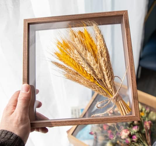 JOSON Wooden Dried Flower Photo Frame Dried Flower Display Stand Decorative Floating Photo Frame (brown-8x10) - Image 4