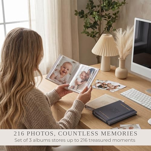 Beautiful Photo Album Set of 3 For 4x6 Pictures - Linen Album Holds 216 - Image 5