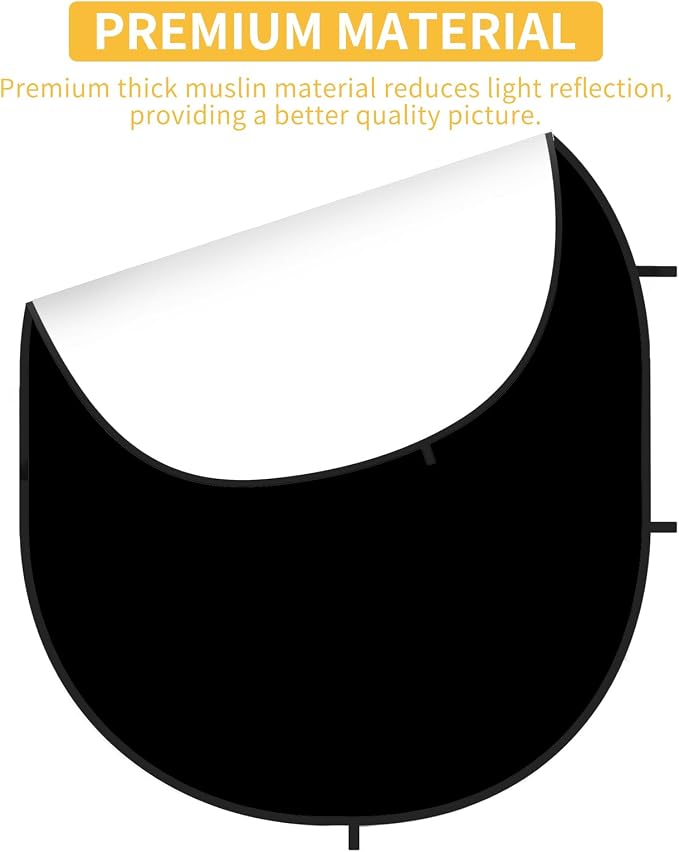 Kate Collapsible Pop-Up Black White Backdrop for Self-Tape Auditions 582 | Collapsible Backdrop 5'x6.5'Black White Portable Photography Background for Self-Tape Auditions, Professional Headshots - Image 2