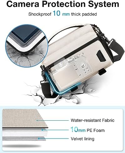 BAGSMART Camera Sling Bag with Tripod Holder & Rain Cover, Ivory White - Image 3
