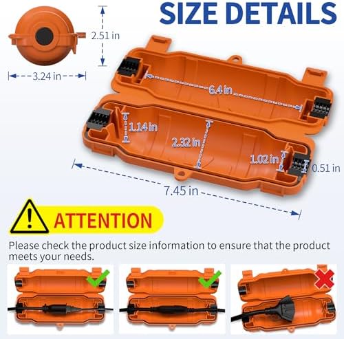 9 Pack Outdoor Extension Cord Safety Cover, Waterproof, Orange - Image 2
