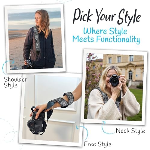 Art Tribute Camera Strap - Shoulder, Crossbody & Neck Camera Strap for Photographers, Fits All Cameras, Canon Nikon Sony Fujifilm, Padded Strap W/Quick Release, Embroidered Cotton & Leather Ends - Image 6