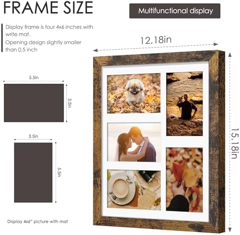 DUENPY 11x14 Collage Frame For 5 4x6 Photos Brown - Image 2