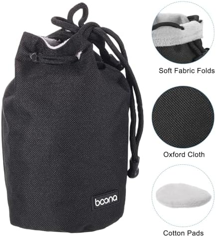PATIKIL Soft Drawstring Lens Case, Lens Pouch Bag with Cotton Pad 3.9" OD Thick Fleece Cloth Camera Lens Bag for SLR Lens Water Cups, Black - Image 3