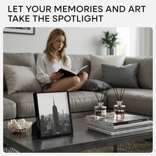 Homeforia 8.5x11 Black Picture Frame, High-End Metal, 6x8 Mat, Glass - Image 2