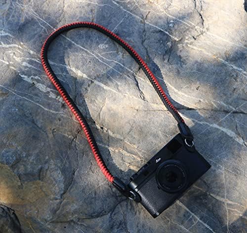 Paracord Woven Camera Neck Shoulder Strap Belt Hand Compatible with Canon Nikon Sony Olympus Pentax Fujifilm Panasonic SLR DSLR Digital Mirrorless Cameras 36inch Red Black - Image 2