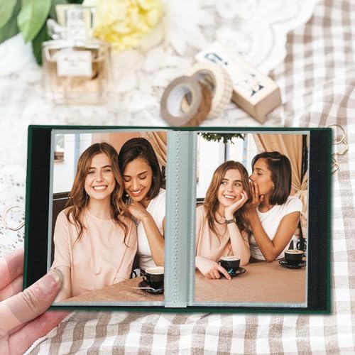 Artmag Mini Photo Album 4x6 50 Pockets 2 Pack, Linen Cover with Front Window Album Each Holds 52 Vertical Photos for Family Wedding Baby Children (Dark Green) - Image 3