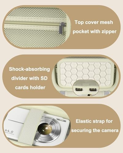 ProCase Digital Camera Case for KODAK Pixpro, Compact Travel Bag -Cream - Image 4