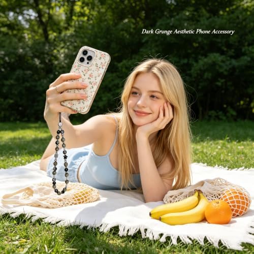 Cell Phone Charm Strap Beaded Camera Lanyard Wrist Aesthetic Star Cute Chain Bracelet String Anti-Lost Wristlet Accessories for iPhone 17 Samsung All Smartphones Women Keychain Vintage Dark Marble - Image 3