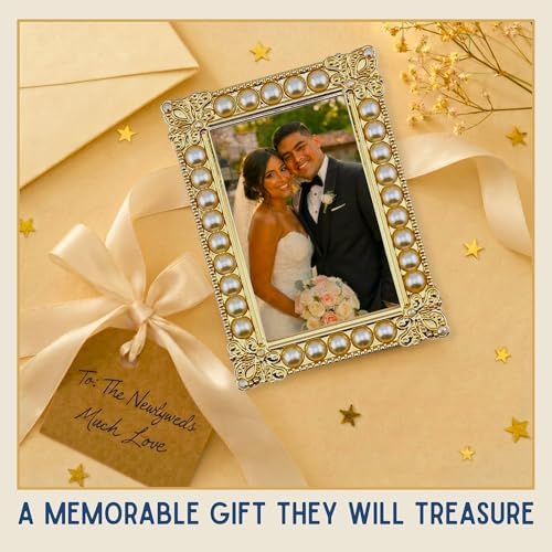 2x3 Mini Picture Frame: Faux Pearls + Gold Detailing - Image 4
