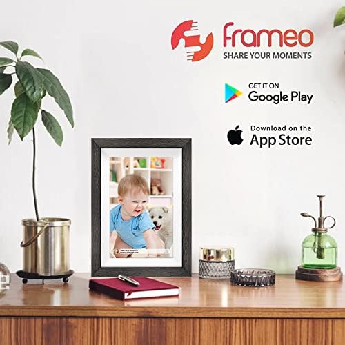 Frameo 10.1 Inch WiFi Digital Picture Frame，1280 * 800IPS HD Cloud Smart Digital Photo Frame,32GB Storage, Wall Mountable, Auto-Rotate,Easy to Share Photos or Videos via FRAMEO APP （Wood Frame） - Image 2