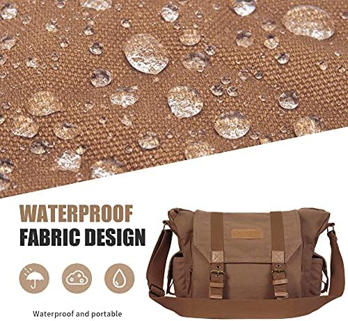 Cwatcun Camera Case Canvas Shoulder Bag with detachable insert Case Shockproof Camera Messenger Bag for Canon Sony Nikon DSLR/SLR, Mirrorless Camera Bag with Tripod Holder for Men Women (Color:Brown) - Image 3