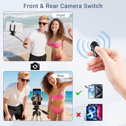 Bluetooth Camera Remote with Zoom & Camera Switch for iPhone & Android - Image 4