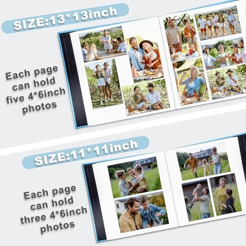 Large Photo Album Self Adhesive with Picture Display Window, DIY Scrapbook Album for 4x6 8x10 Pictures, 40 Pages Light Blue Linen Cover Memory Book with Scraper and Metallic Pen - Image 5