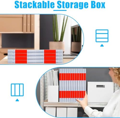 SAYEEC Portable Project Case A4 Plastic Transparent File Storage Box for 8.5"x11" Paper Slim Photo Art Craft Storage Container Scrapbook Document Organizer Magazine Protector for Office School (Red) - Image 4