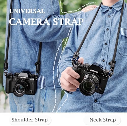 VOVMOEYA Nylon Braided Camera Rope Strap, Camera Neck Shoulder Strap with O-Ring for DSLR & Mirrorless Camera - Black - Image 4