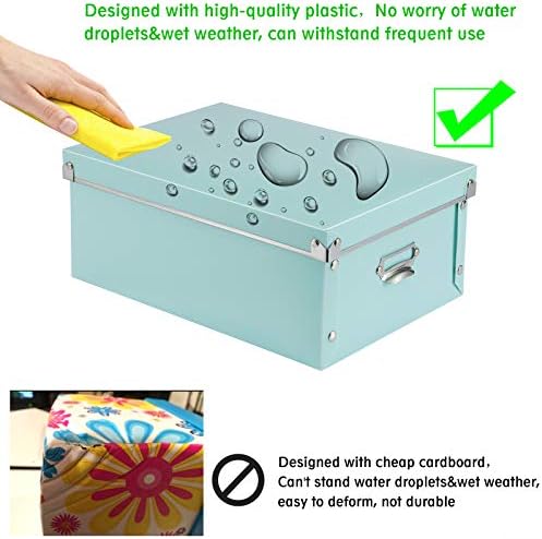 SEEKIND Foldable Storage Box with Lids and Handles Decorative, 3 in 1 Set, Multiple Size Plastic Box for Clothes, Cosmetic, Books … - Image 5