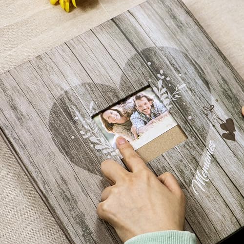Holoary Self Adhesive Page Scrapbook Photo Album with Metallic Pen for 3x5 4x6 5x7 6x8 8x10 Hand Made DIY 40 pages Albums, Printed Kraft Paper Cover Memory Book (Wood Grain with Window) - Image 3