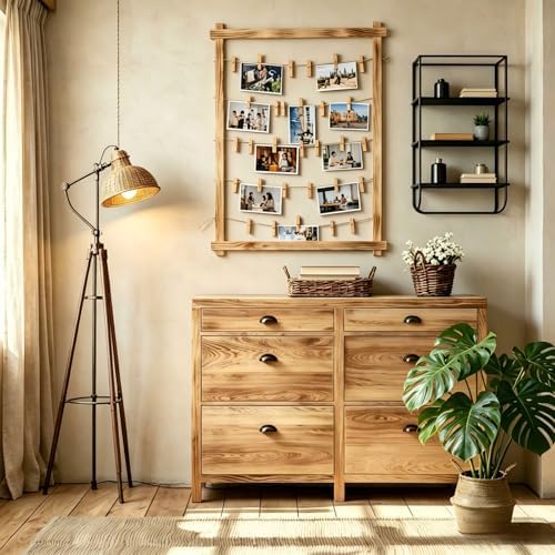 2026 Graduation Decorations Freestanding Wooden Photo Display Board with Clips - Class of 2026 Graduation Centerpiece Table Decorations,Large Picture Frame Collage Holds 30+ Photos (Carbonized Brown) - Image 5
