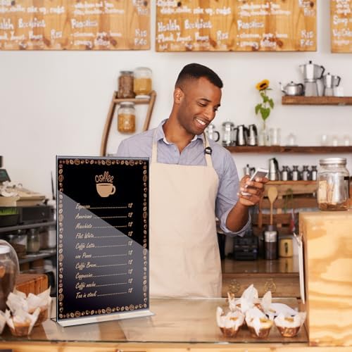 Shellwei 8 Pcs Acrylic Sign Holder 11 x 14'' Clear Acrylic Picture Frame Vertical Table Top Frame with Stand Double Sided T Shape Flyer Holder for Paper Menu Photo Restaurant Office Home - Image 6