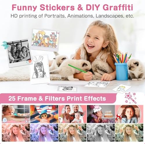 Kids Camera Instant Print, Dual-Lens 48MP Digital Camera, Pink - Image 4