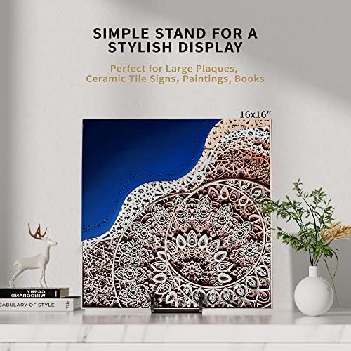 IPAME 4 Pack 8 Inch Large Plate Stands for Display - Metal Square Wire Plate Holder Display Stand + Picture Stand for Book, Platter, Plaque, Photo Easel - Image 4