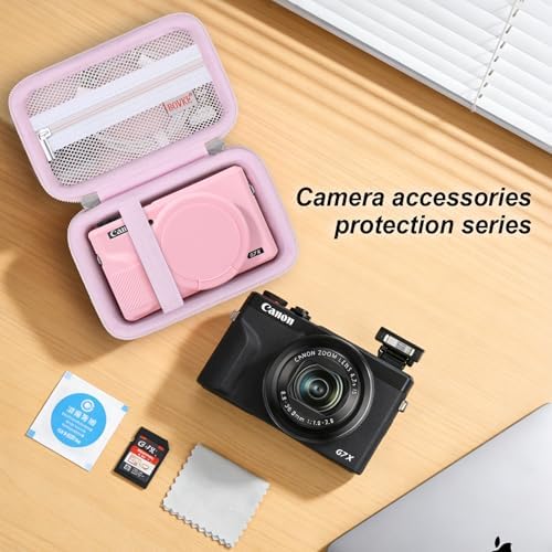 BOVKE Hard Case+Silicone Cover for Canon Powershot G7 X Mark III,Jelly Pink - Image 6