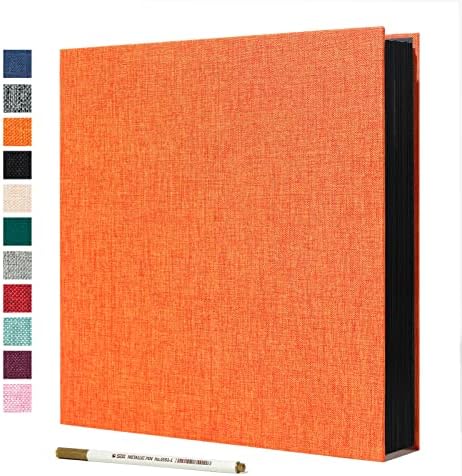 Spbapr Large Photo Album Self Adhesive Linen Cover Magnetic Scrapbook Album DIY Scrap Book 60 Black Sticky Pages for 4x6 5x7 8x10 10x12 Pictures with A Metal Pen by Spbapr