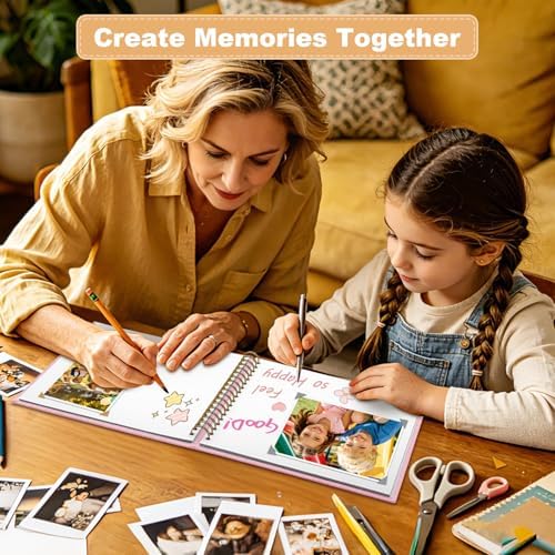 8 x 8 Inch Scrapbook Photo Album Linen Cover Hardcover Kraft Memory Book - Image 6