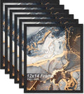 Fxojyvo 12x14 Picture Frame Set of 6 Black Engineered Wood Wall Hanging by Fxojyvo
