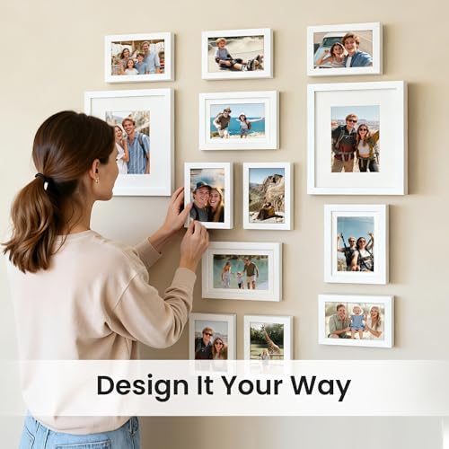 upsimples Picture Frames set of 19, Including 8x10, 5x7, 4x6 White Frame - Image 7