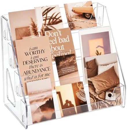 CELSOL Upgraded 4 Tier Acrylic Card Display Stand, Clear Display for Greeting Cards, Sports Cards, Postcards, Stickers & Brochures, Easy Snap-On, Increased Height & Thickness for Better Presentation (4 Tier 1 Pack) - Image 3