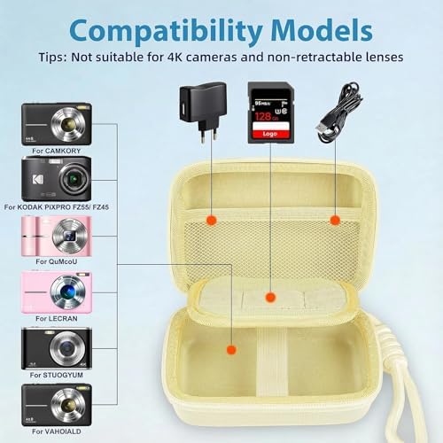 Digital Camera Case for Kodak PIXPRO FZ55/FZ45/CAMKORY, Pale Yellow - Image 3