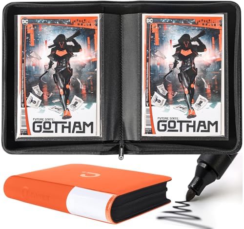 D DACCKIT Comic Binder，Comic Book Album with Sleeves Fits Regular Comics and Comic Bagged and Boarded - Comic Storage Binder Holds 24 Comic Books（Model A，Classic Orange） by DDACCKIT