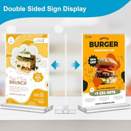 Acrylic Sign Holder 5 x 7, 16 Pack Clear Table Menu Vertical Display Stand Desktop Display Double Sided Stand Paper Holder Table Sign Suitable for Restaurants Office Party Show Fair - Image 3