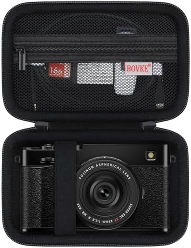 BOVKE Hard Carrying Case for FUJIFILM X-E5 Mirrorless Digital Camera, Extra Mesh Pocket for Batteries, SD Card, Charging Cables and More Additional Accessories, Black by BOVKE