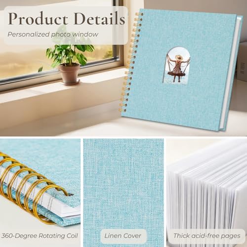 Vienrose Scrapbook Album,40 Pages,10x10 Inch,Light Blue - Image 5