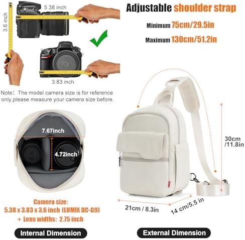 Cwatcun Camera Bag Crossbody Shoulder Messenger Camera Case, Lightweight DSLR/SLR/Mirrorless Photography Bag with Tripod Holder and Rain Cover for Canon, Nikon, Sony, Fuji Cameras, Lens Accessories - Image 4