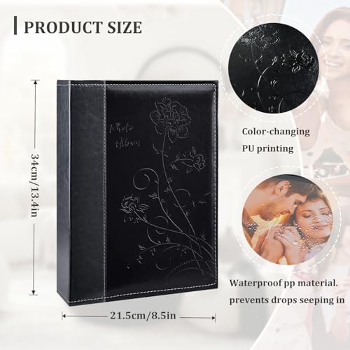 Artmag Photo Album 4x6 300 Photos, Extra Large Capacity Leather Cover Wedding Family Photo Albums Holds 300 Horizontal 4x6 Photos(Black) - Image 2
