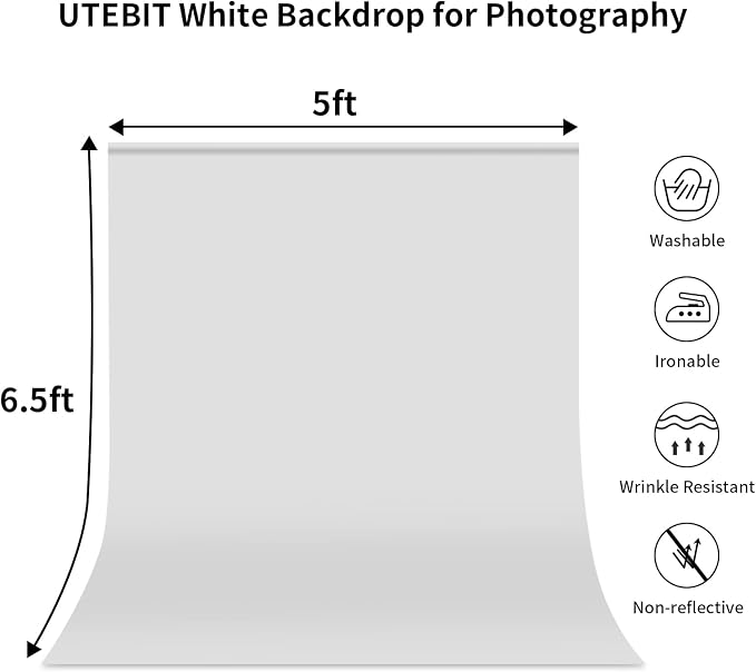 5X6.5ft White Backdrop Curtain for Photography (Without Stand) | White Photo Background for Photographic Parties Video Recording Live Streams Polyester Fabric Photoshoot Screen Backdrops - Image 2