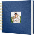 Scrapbook Photo Album Linen Cover, 8 x 8 Inch Hardcover Kraft White Pages Memory Book, for Travel Wedding Guest Book Christmas Baby Shower (40 Sheets/ 80 Pages,Blue) by HenPisen