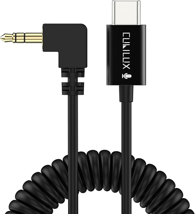 USB C Microphone Cable, Type C Mirophone Cord for 3.5mm Shotgun MIC, Compatible with Rode VideoMic Go, VideoMic Pro+, VideoMicro and More by Cubilux
