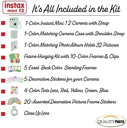 Fujifilm Instax Mini 12 Instant Camera with Case, Decoration Stickers, Frames, Photo Album and More Accessory kit (Mint Green) - Image 3