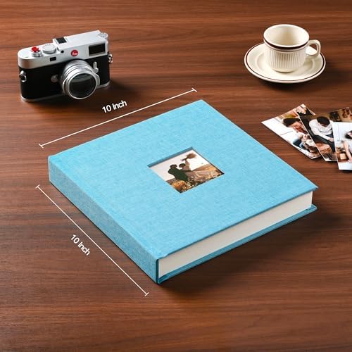 Pssoss 8x8 Inch DIY Scrapbook Album, Linen Hardcover, 40 Pages, Blue - Image 2